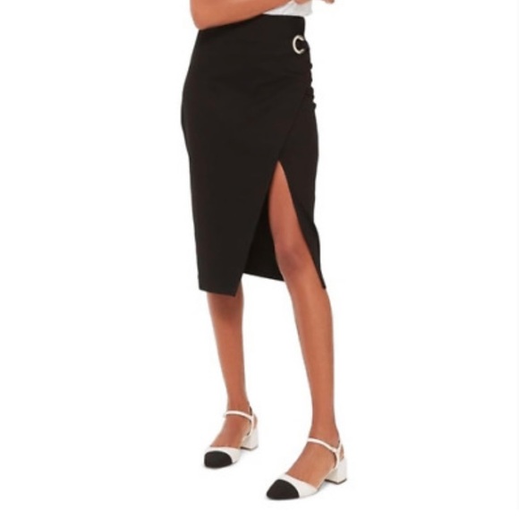 Topshop Black Pencil Skirt w/ Eyelet Womens Size: 8 - Picture 2 of 7